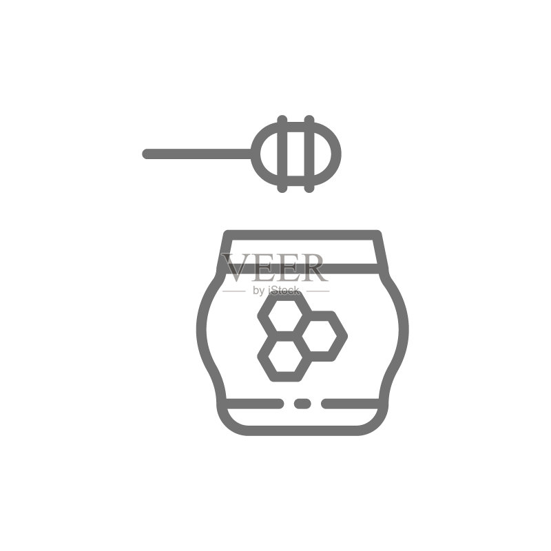 蜂蜜疗法线性图标,白色背景图标素材