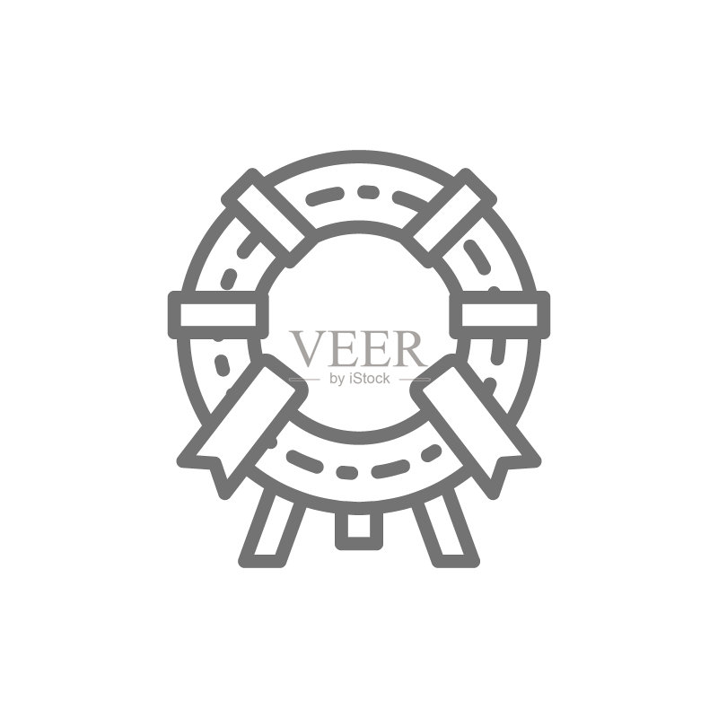 纪念花圈,葬礼仪式线性图标图标素材