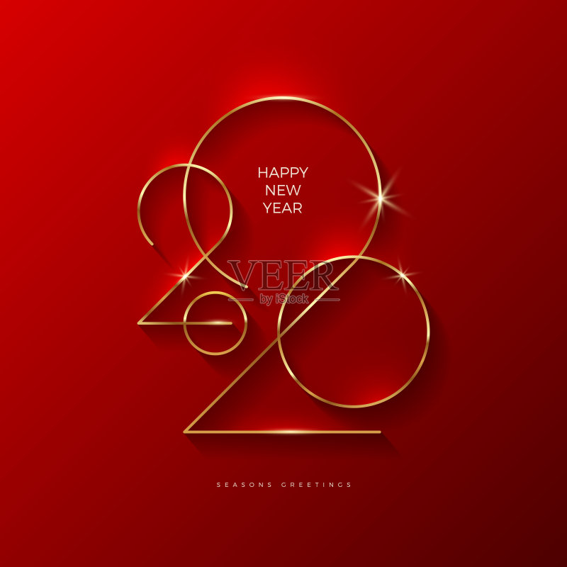 2020年新年插图。正版模板素材