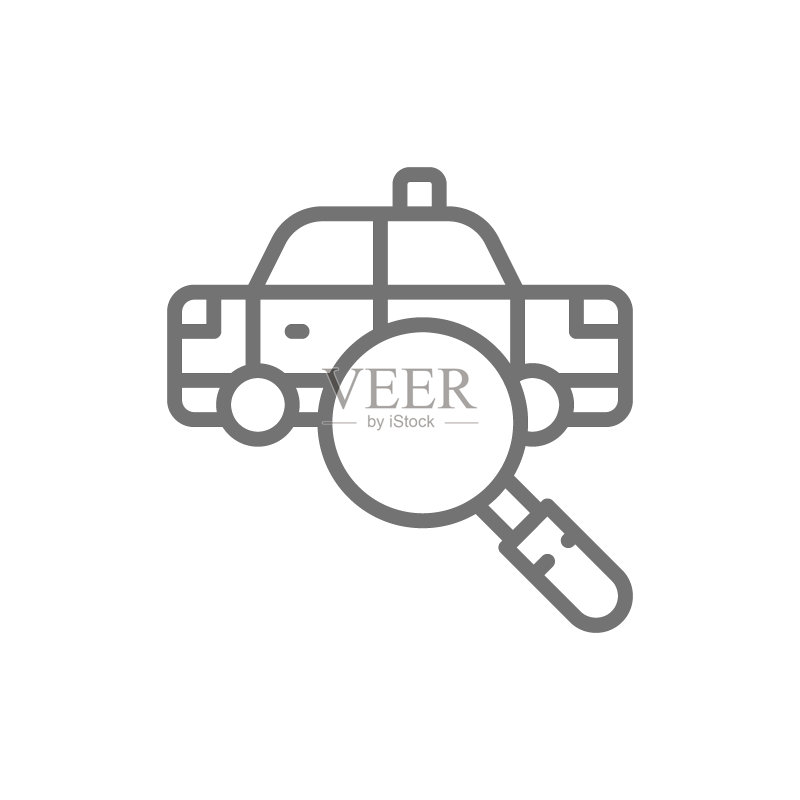 矢量出租车搜索,查找车辆线条图标图标素材