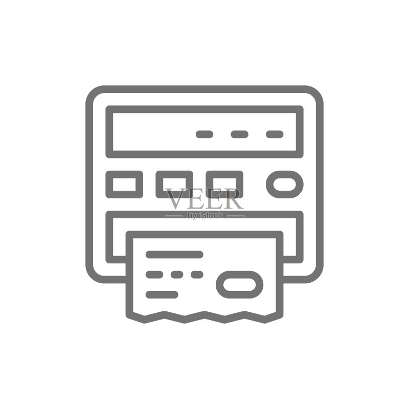 出租车计价器纸质收据单据线性图标图标素材
