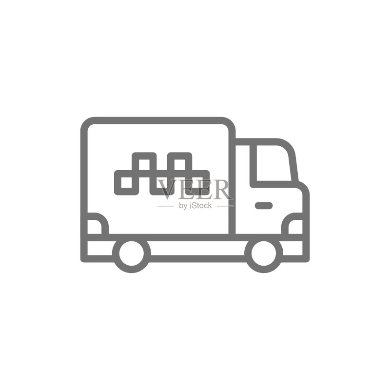 矢量货运出租车、卡车、送货线路图标图标素材