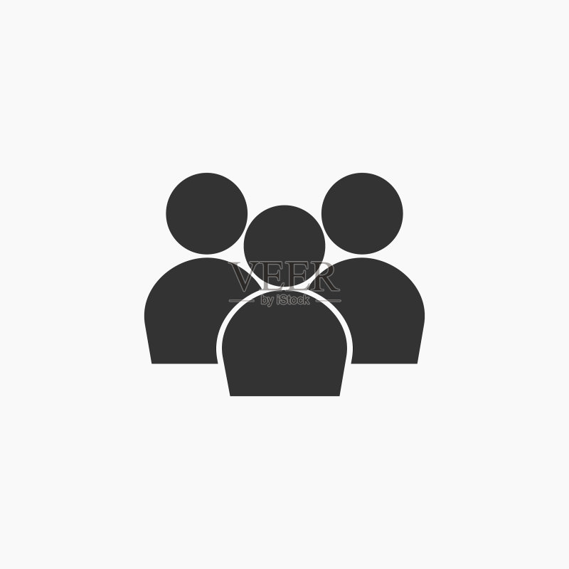 白色背景上隔离的商务人士团队图标,体现企业团队合作与管理图标素材