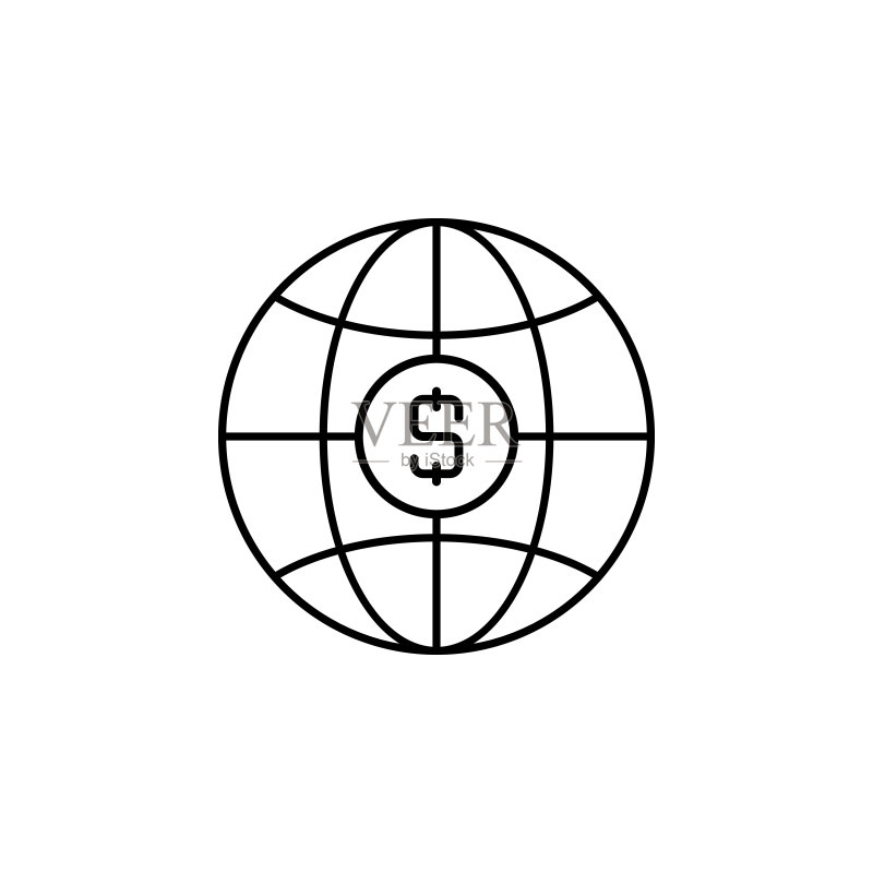 全球货币白色背景线条图标图标素材