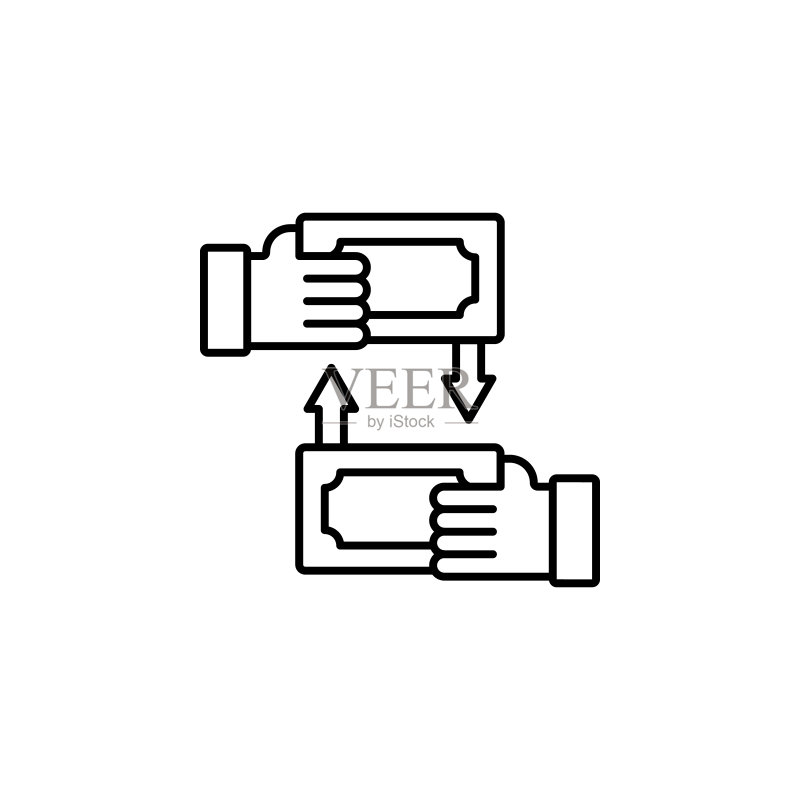 金融兑换线性图标(白色背景)图标素材