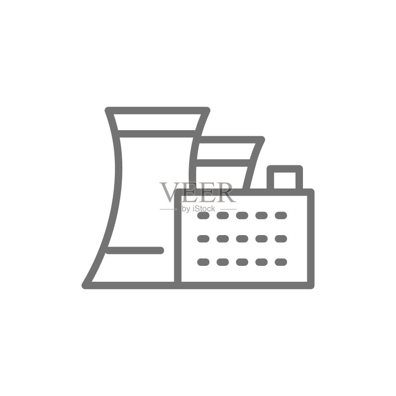 热电厂或核电厂的线性图标图标素材