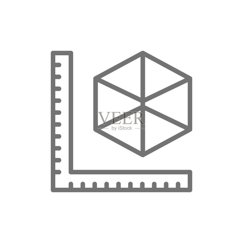 3D模型产品尺寸与3D建模线图标图标素材