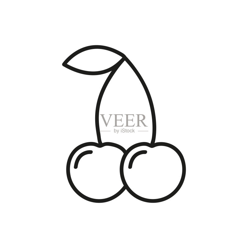 樱桃线条图标,白色背景上的轮廓矢量符号,线性象形图,logo插图图标素材