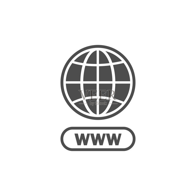 黑色网站图标,访问网站,适用于应用程序和网站的扁平矢量图标,Www图标在白色背景上隔离图标素材