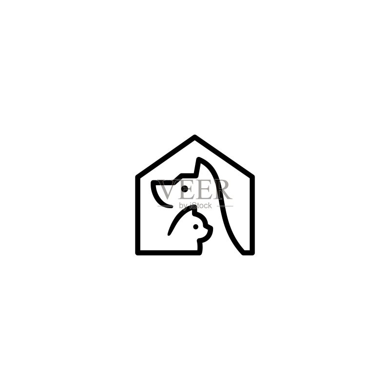 狗猫宠物房屋家庭矢量图标插图图标素材