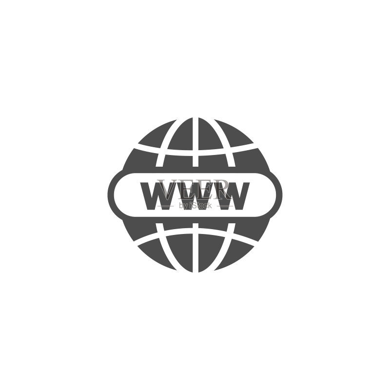 黑色网站图标,访问网站,适用于应用程序和网站的扁平矢量图标,Www图标在白色背景上隔离图标素材