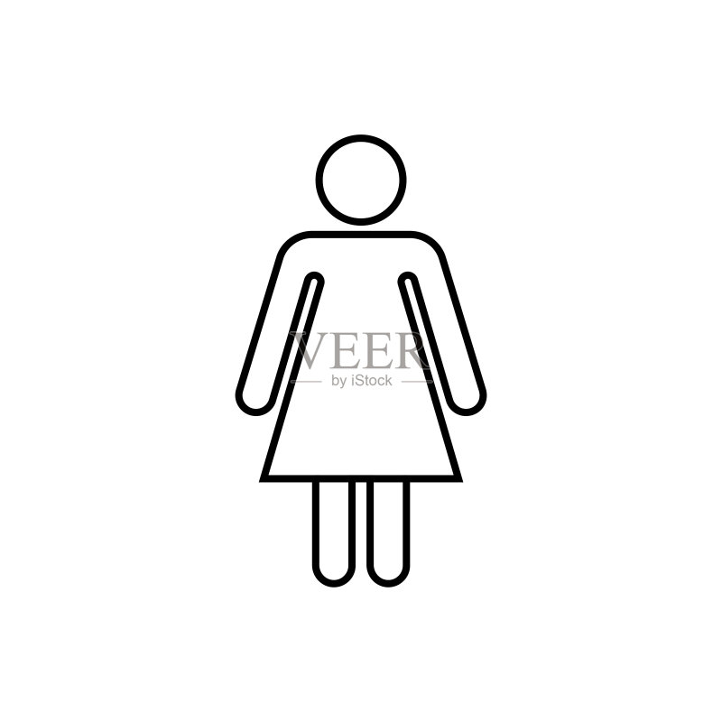 白色背景上的女性图标矢量,女性标志图标素材