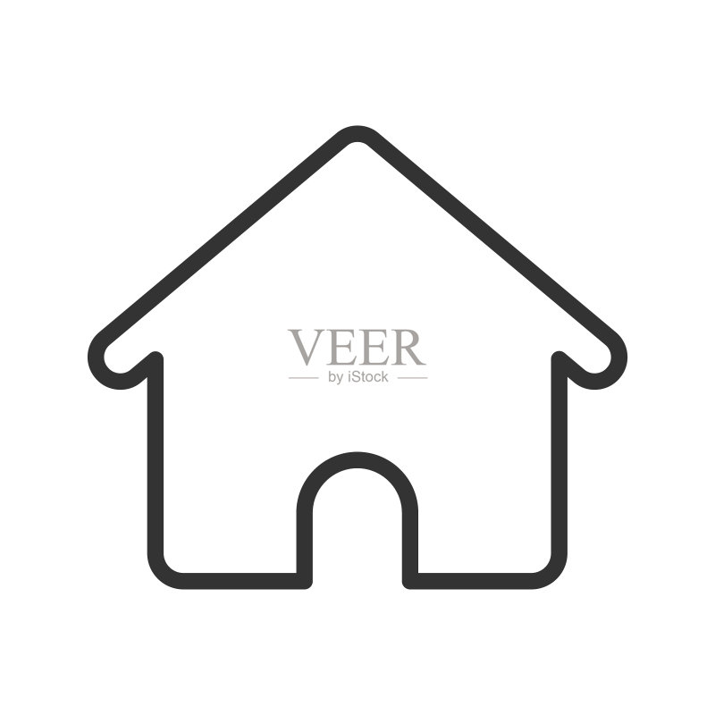 房屋轮廓UI网页图标。用于网页、移动设备和用户界面设计的房屋矢量图标,白色背景图标素材