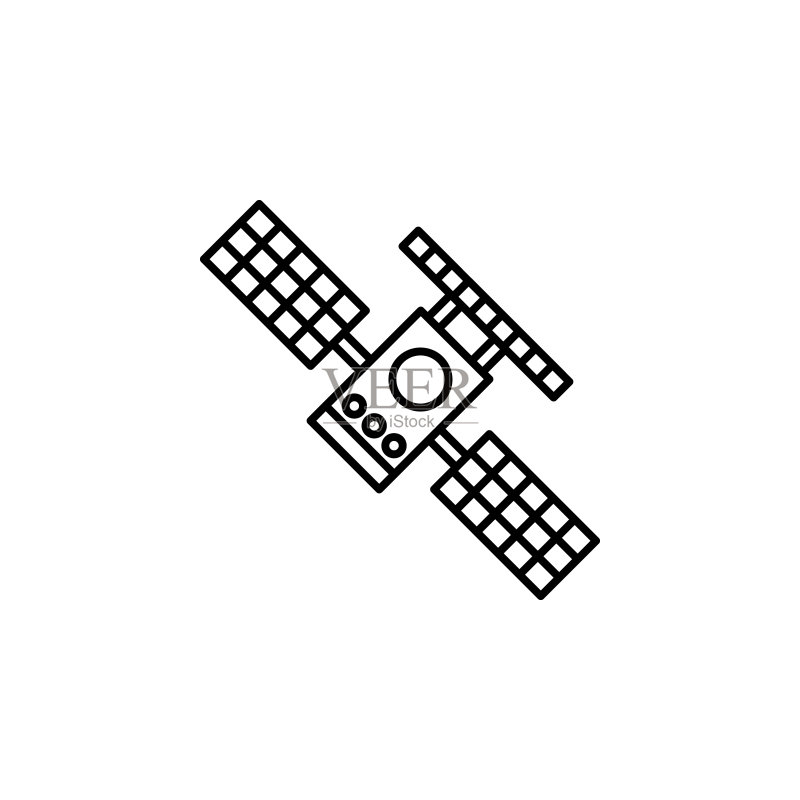 卫星气象学图标:卫星细线元素图标图标素材
