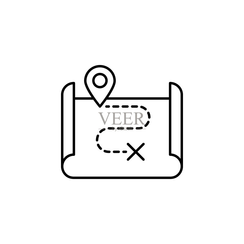 历史地图图标:UI和UX细线轮廓矢量图标素材