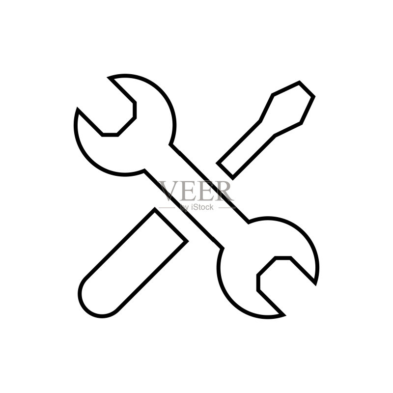 工具图标:设置标志,偏好设置符号,白色背景细线图标矢量图图标素材