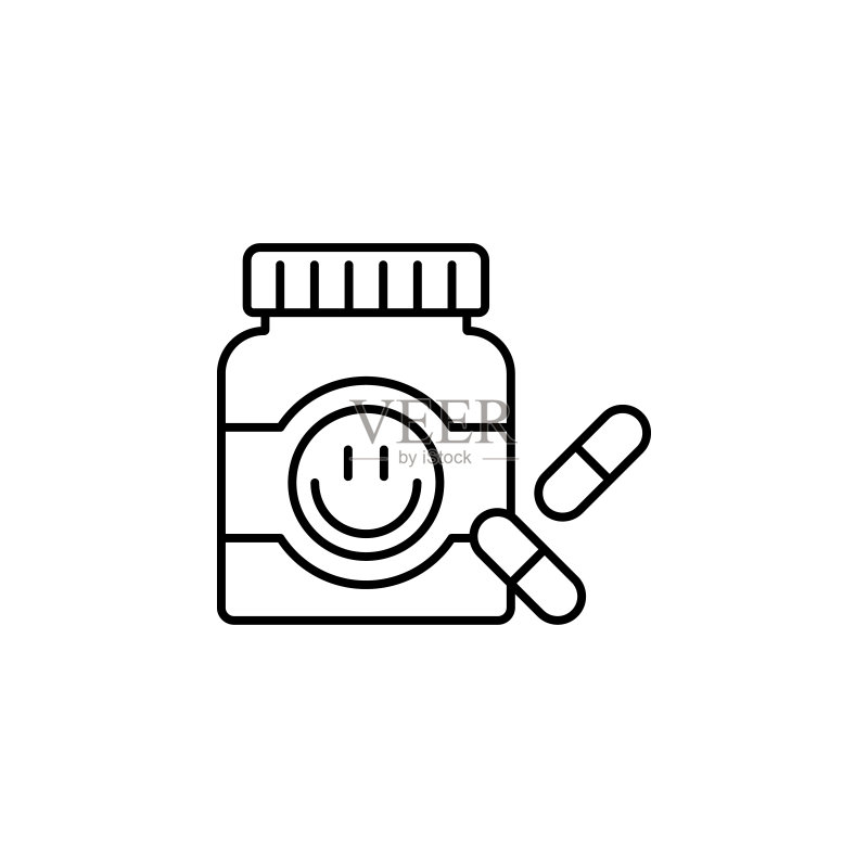 大麻,抗抑郁图标。用于UI和UX、网站或移动应用程序的简单细线、轮廓矢量大麻图标图标素材