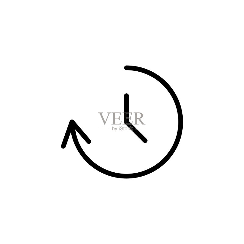 顺时针旋转图标:用于UI和UX的细线轮廓矢量时间图标,适用于网站或移动应用图标素材