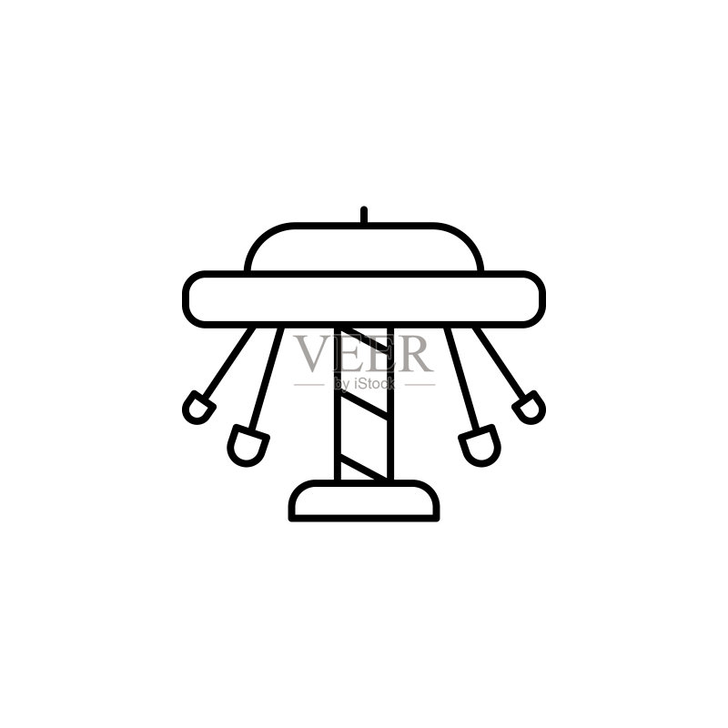 旋转木马飞椅图标(UI和UX网站的游乐图标的简单细线轮廓矢量图)图标素材