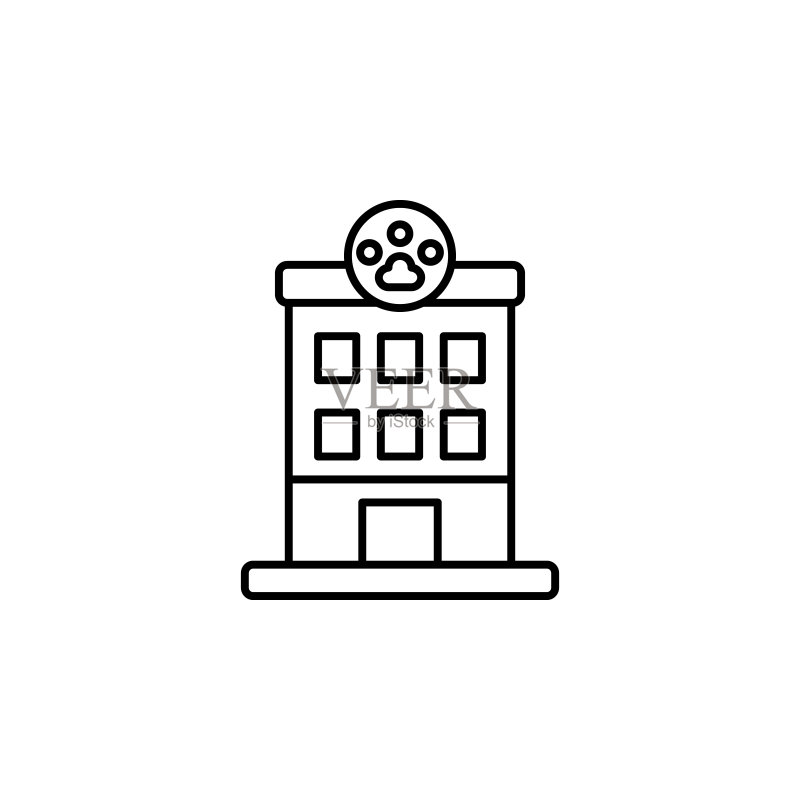 宠物店建筑图标(UI、UX、网站或移动应用细线条轮廓矢量图)图标素材