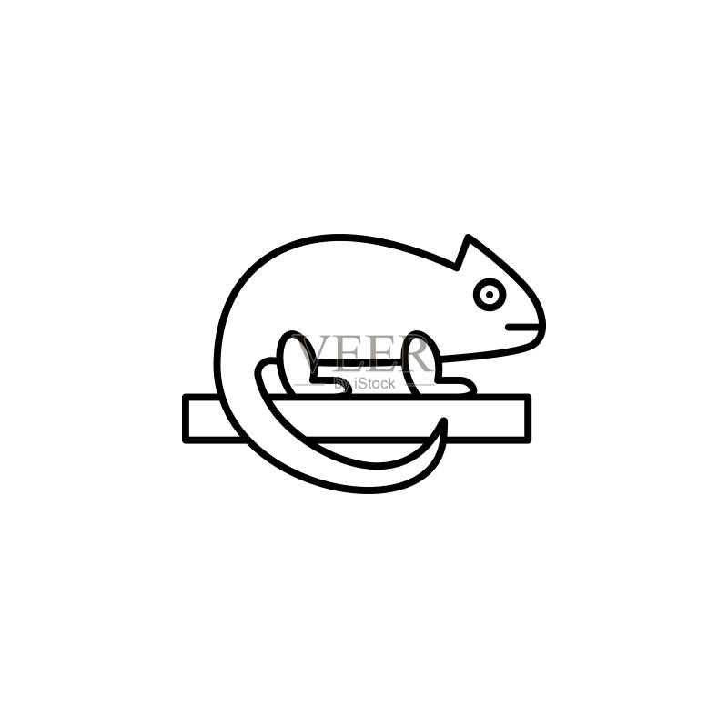 变色龙图标:宠物店UI和UX细线轮廓矢量图标,网站或移动应用图标素材