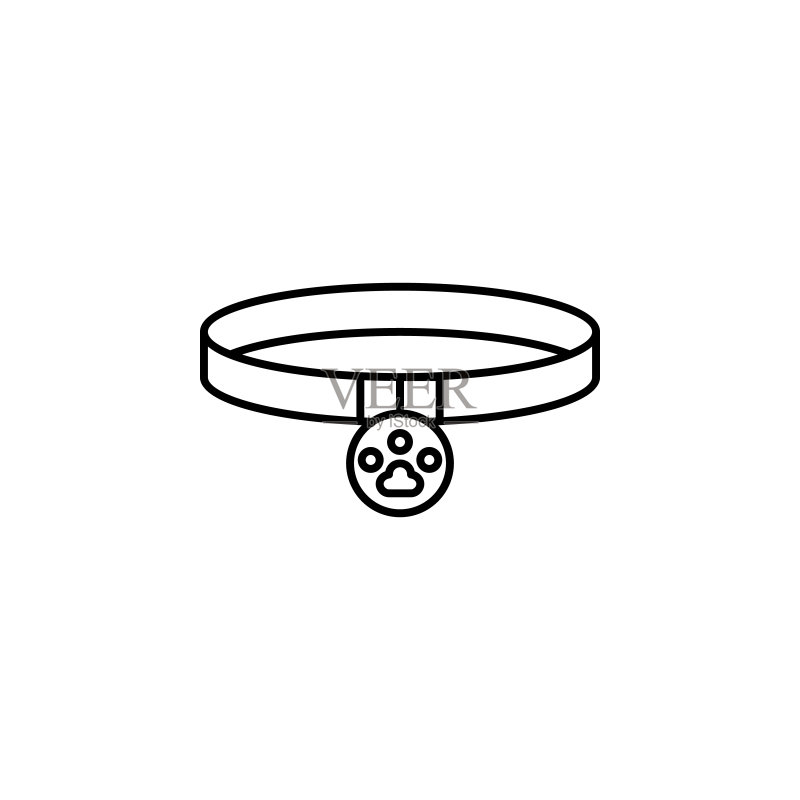 宠物项圈图标:宠物店UI/UX细线条轮廓矢量图,适用于网站或移动应用图标素材