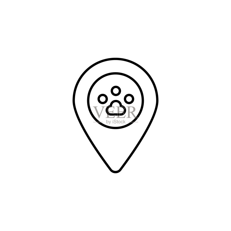 宠物店位置图标,UI和UX细线轮廓矢量素材图标素材