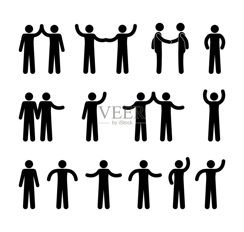 人物手势图标,简笔画图标素材