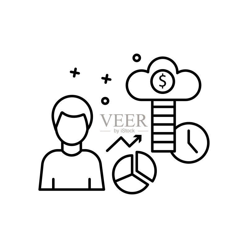 美元时间人物商业云梯图标:商业元素图标图标素材