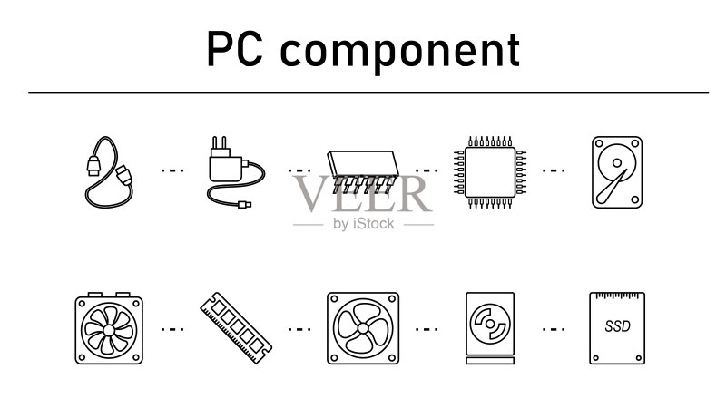 PC组件简约概念图标集图标素材