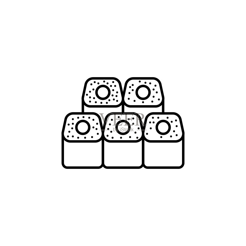 寿司,寿司卷、寿司图标。用于UI和UX、网站或移动应用程序的日式食品图标的简单线条矢量图图标素材