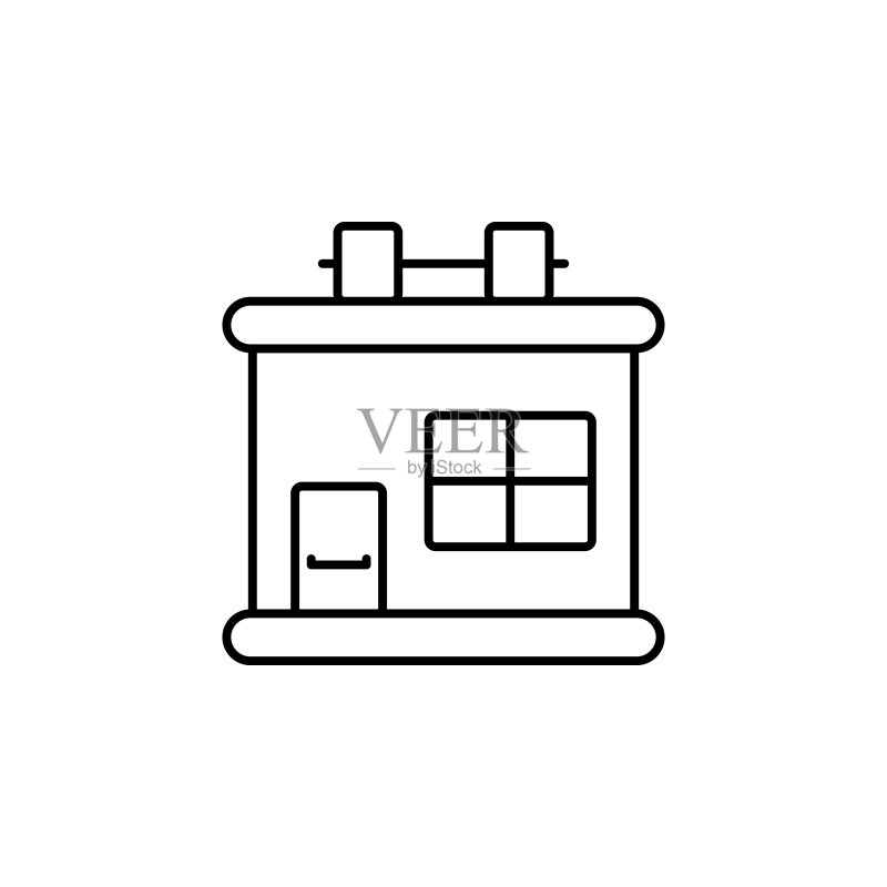 白色背景上的健身房建筑线条图标图标素材