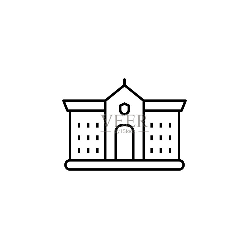 白色背景上的学院线条图标图标素材