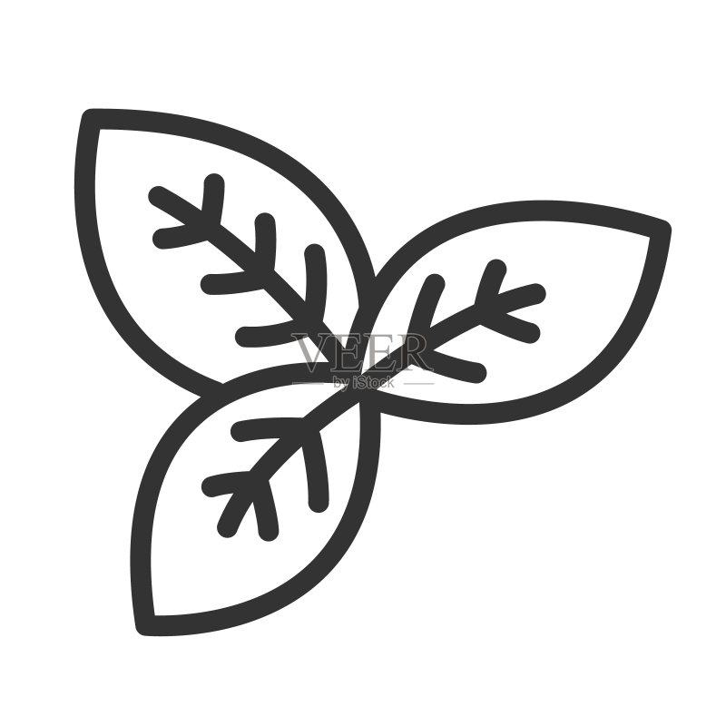 罗勒叶香料轮廓矢量图标图标素材