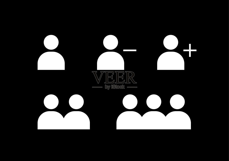 用户资料群组设置图标符号:添加/删除用户,团队,矢量图图标素材