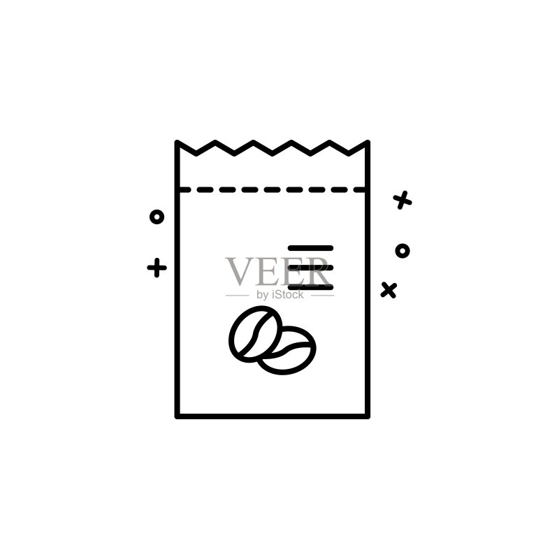 咖啡豆、袋子、咖啡店图标:咖啡系列简约线性图标,适用于UI、UX、网站或移动应用图标素材