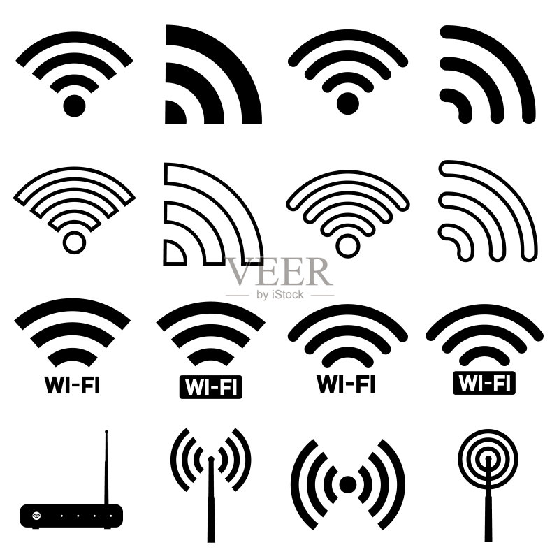 白色背景上的Wi-Fi图标图标素材