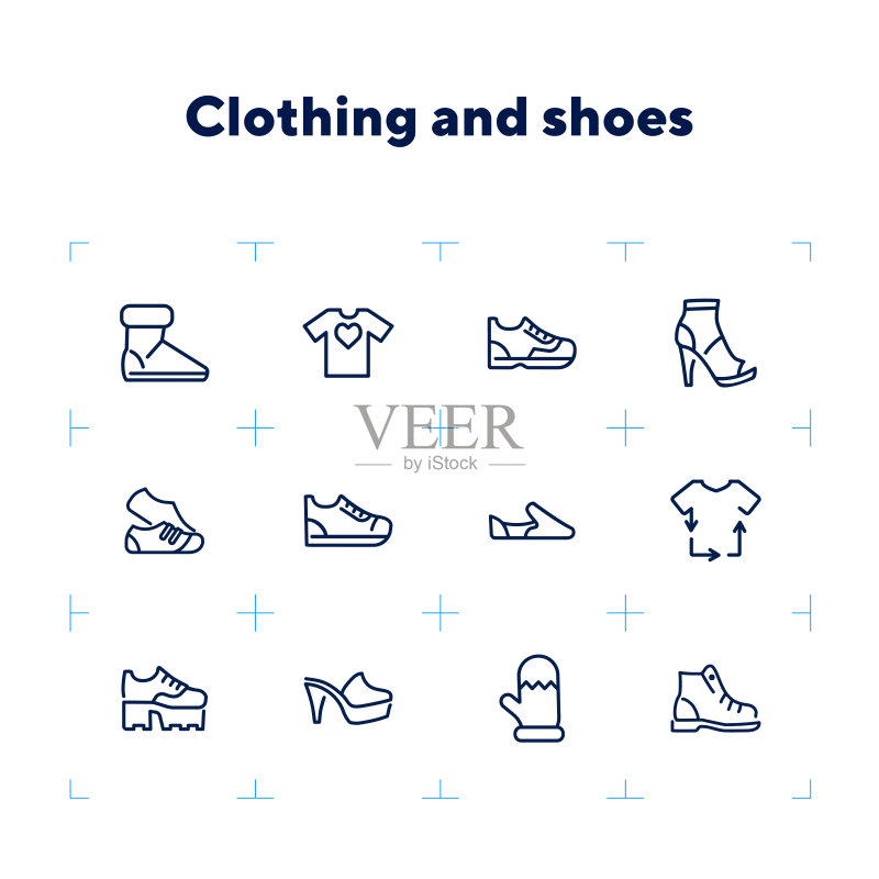 服装鞋子线条图标集图标素材