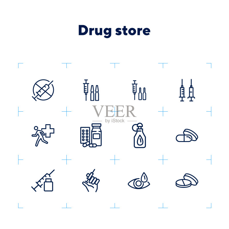 毒品线性图标集图标素材