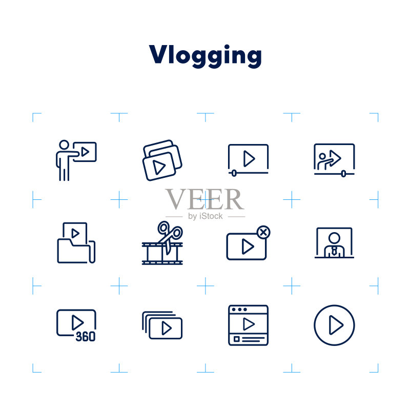 Vlog线性图标集图标素材
