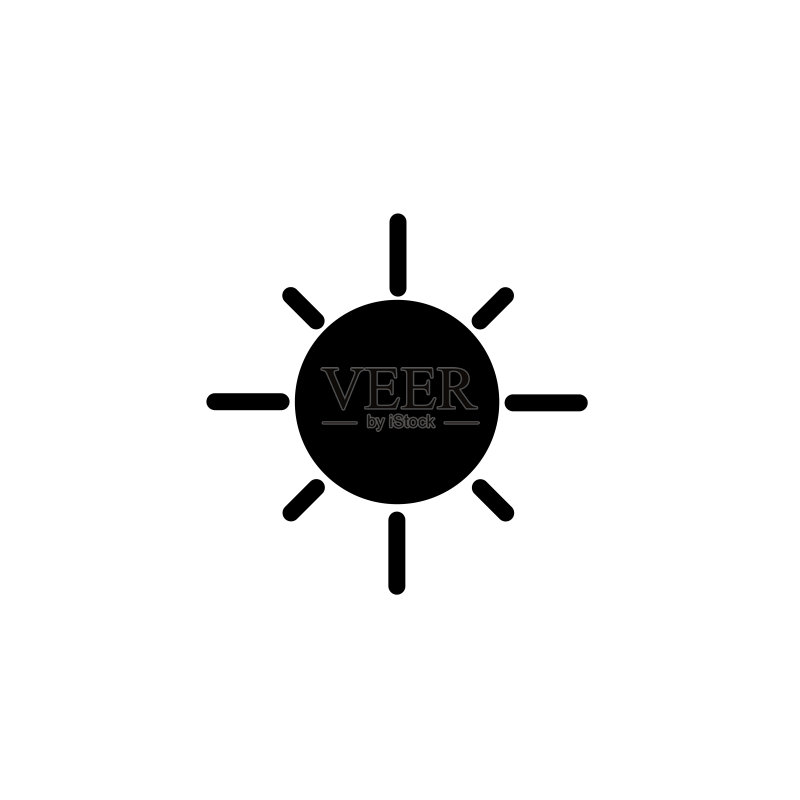 黑色和白色抽象太阳图标,矢量插图图标素材
