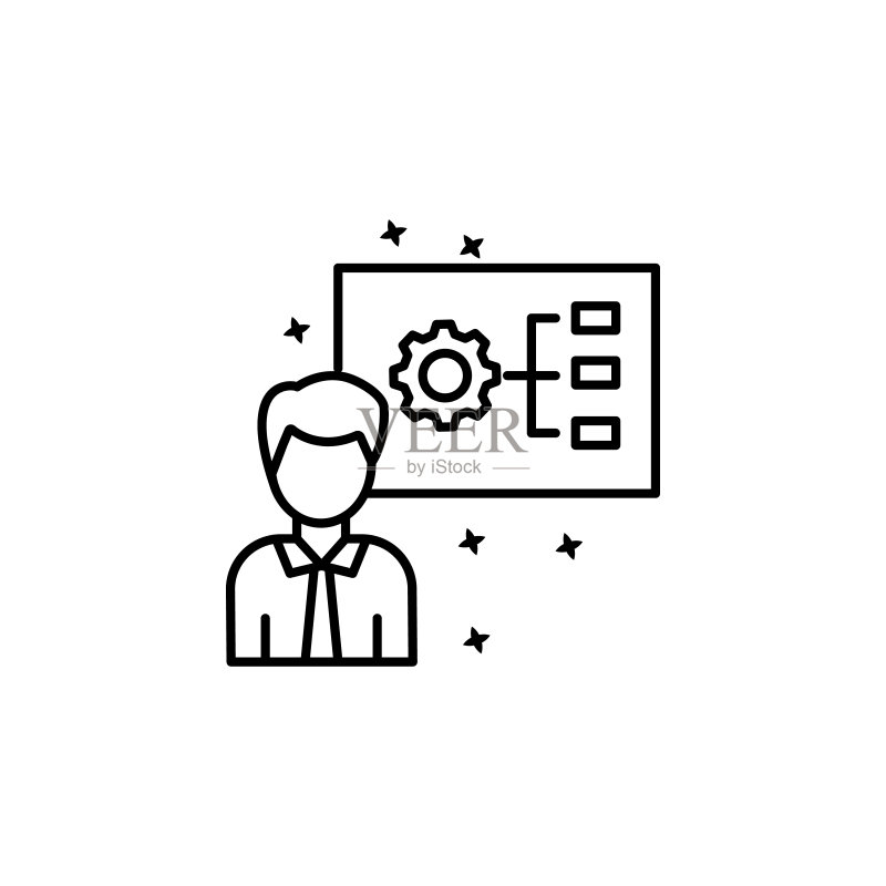项目策略图标:简约线条风格,适用于UI、UX、网站或移动应用图标素材