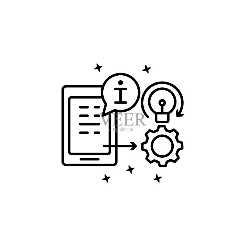 手机齿轮信息图标。用于UI和UX、网站或移动应用程序的项目管理图标的简单线条轮廓矢量图图标素材