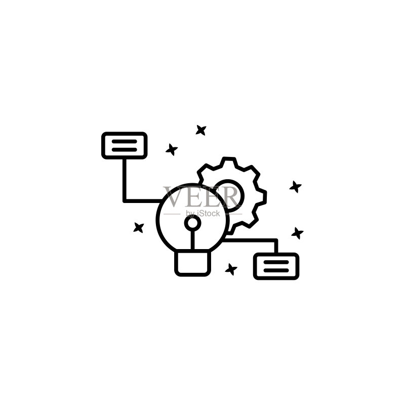 项目齿轮创意图图标(UI、UX、网站或移动应用的项目管理图标的简单线条轮廓矢量图)图标素材
