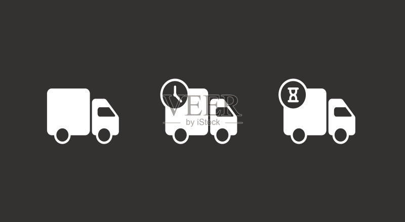 快速运输配送卡车:图标设计,用于APP和网站的矢量插画图标素材