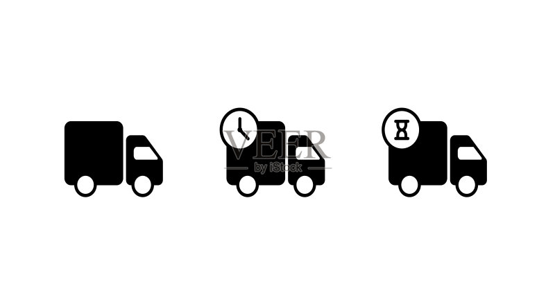 快速运输配送卡车:图标设计,用于APP和网站的矢量插画图标素材