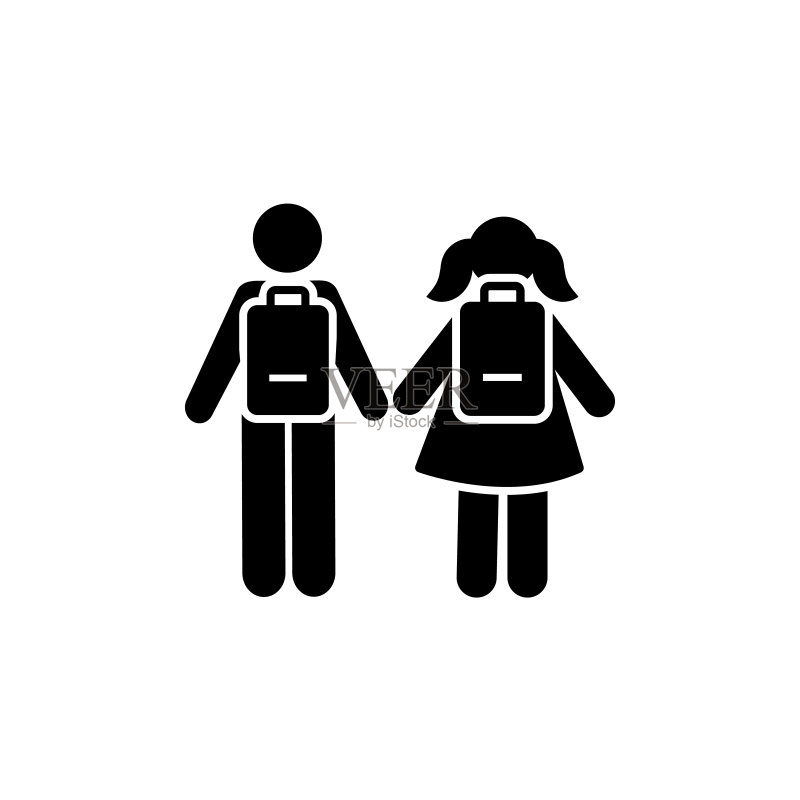 男女学生同学象形图图标图标素材