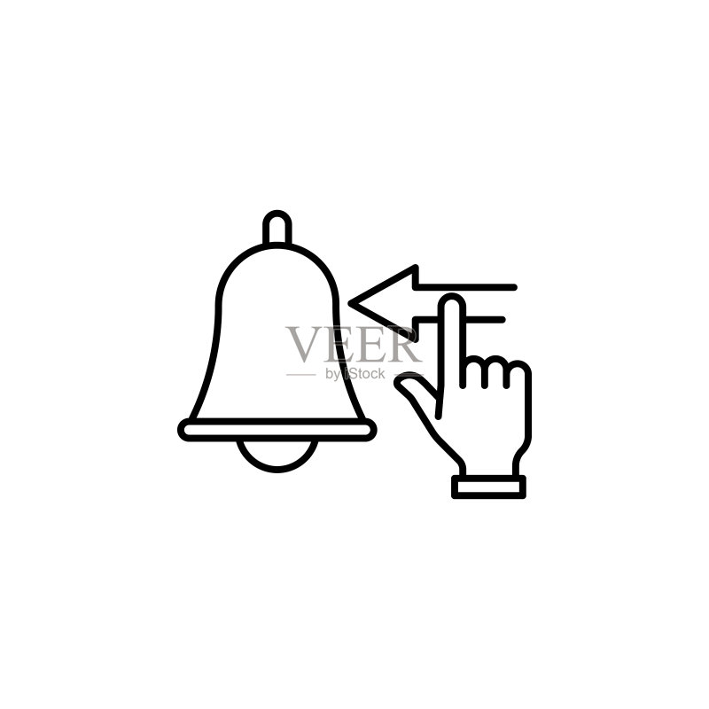 专注线条图标:关闭,灵感,铃铛,手部图标素材