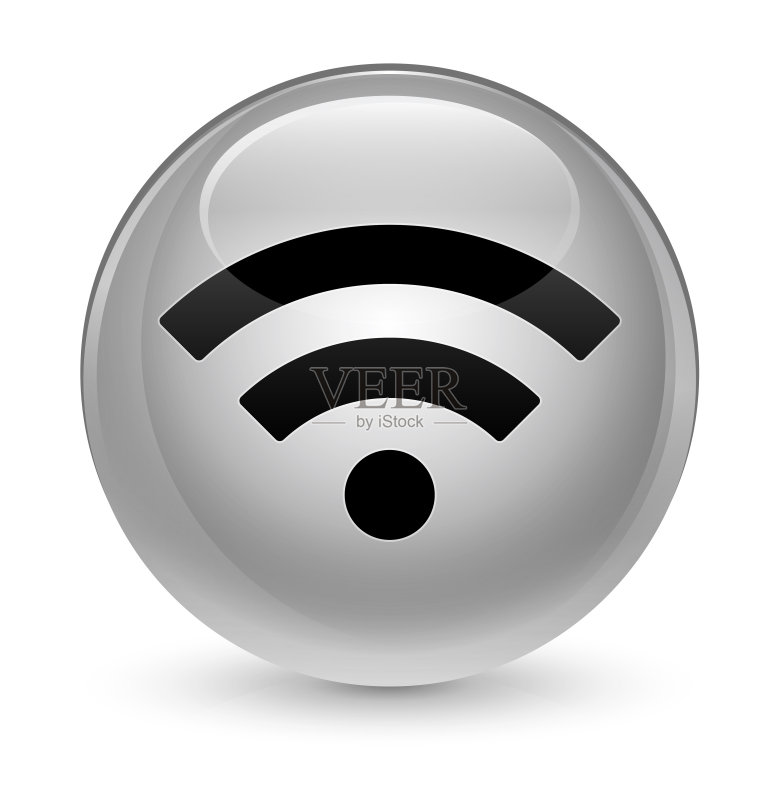 白色玻璃圆形按钮WiFi图标图标素材