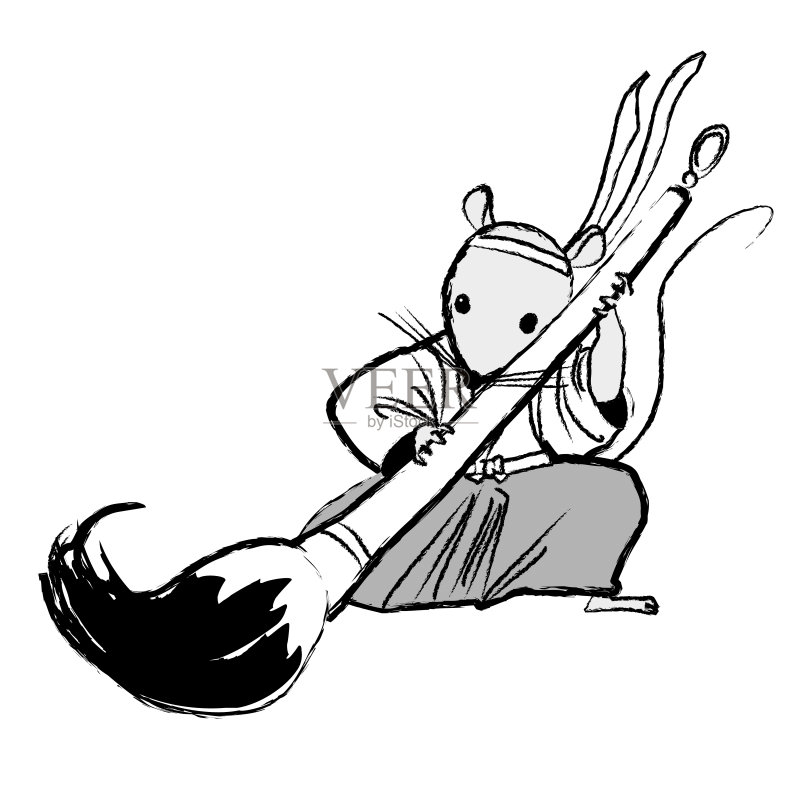 新年鼠标水墨画正版插画素材